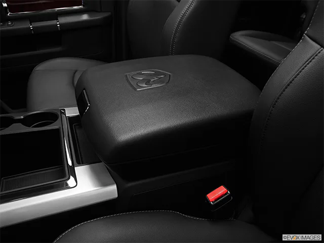 2012 Ram 3500 Front center console with closed lid, from driver's side looking down