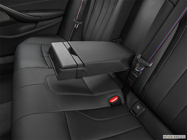 2021 BMW M5 Rear center console with closed lid from driver's side looking down